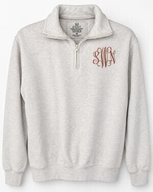 EXIST Size M Quarter Zip Pullover Sweatshirt Monogram Heather Gray
